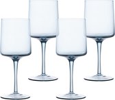 Navaris Set van vier wijnglazen - Blauw getinte wijnglazen met hoge voet - Elegante wijnglazenset - Voor het serveren van wijn, cocktails, of desserts
