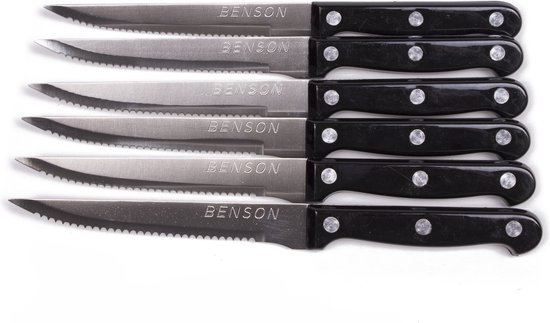 Benson Steakmessen Set - RVS - Zwart - 6 stuks - Benson