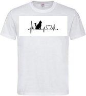 Grappig T-shirt - hartslag - heartbeat - poes - kat - kitten - kater - dierenliefde - dierenliefhebber - katten - poezen - maat S