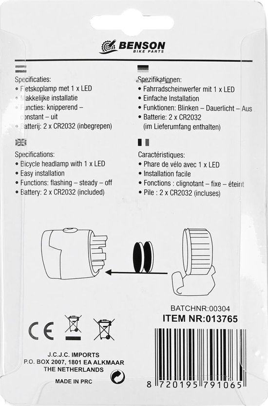 Benson Compacte LED fietskoplamp - sportief en waterdicht - wit — afbeelding 2
