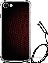 Smartphone hoesje iPhone SE 2022 | 2020 | 8 | 7 Smartphone Hoesje met foto met transparante rand Geruit Rood