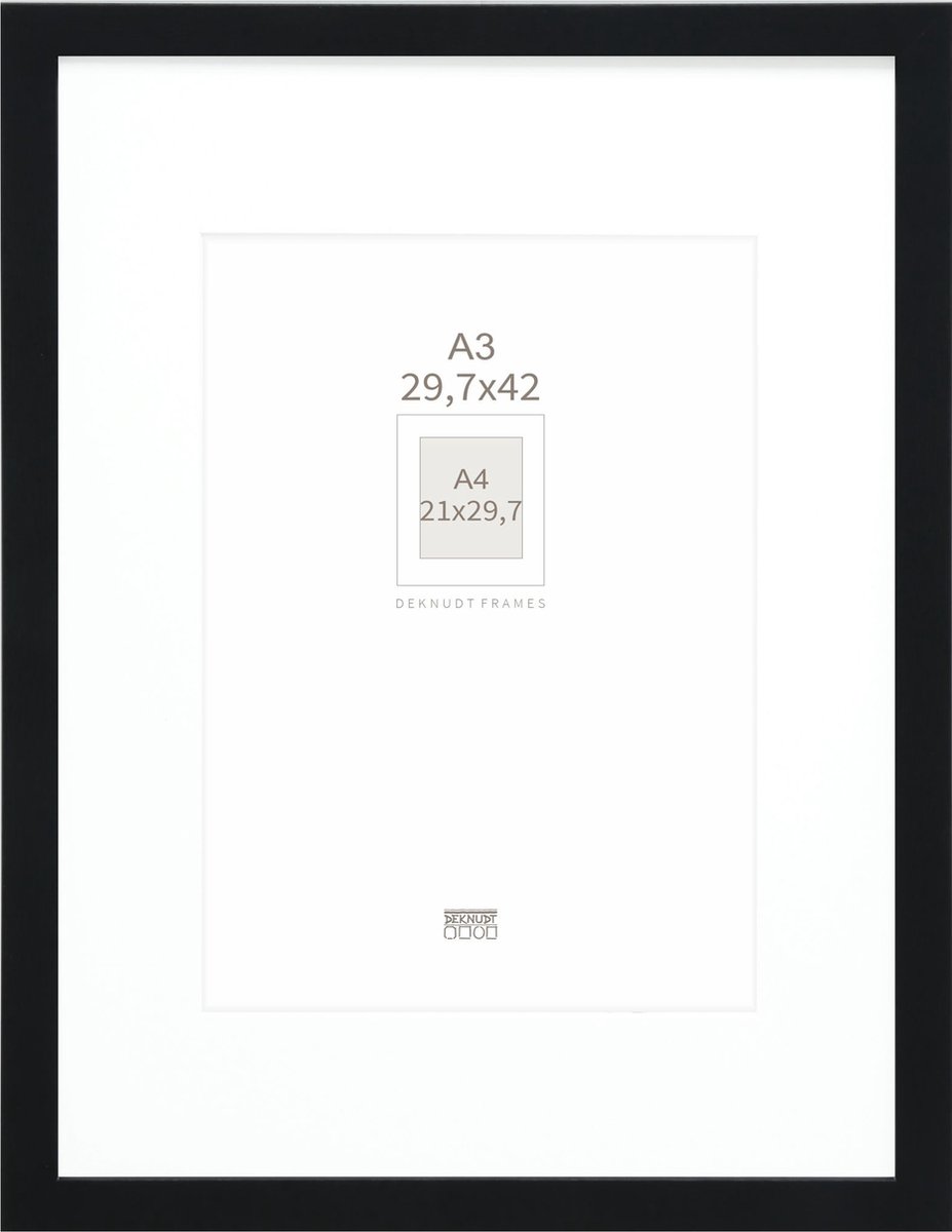 Deknudt Frames fotolijst - zwart - passe-partout - A4 formaat 21x29,7 / A3 formaat 29,7x42