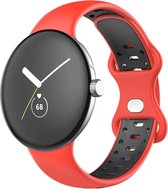 Bandje Geschikt voor Google Pixel Watch Tweekleurig Siliconen – Zwart/Rood