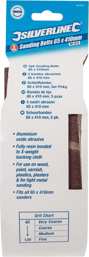 Silverline Bande abrasive 75 x 533 assortiment , 5 packs