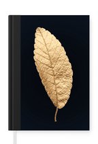 Notitieboek - Schrijfboek - Black en gold - Bladeren - Zwart - Planten - Luxe - Notitieboekje klein - A5 formaat - Schrijfblok