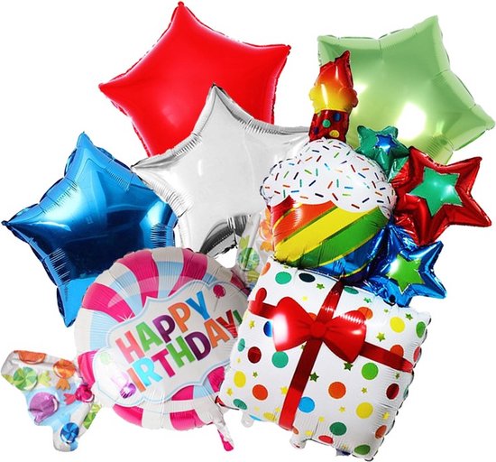 x Grote Ballonnen Set Sweet as candy - Happy Birthday - 6 XL folieballonnen met lint en rietje - Sweet 16 - Tiener verjaardag meisje - Thema kinderfeestje - Snoep, cadeautjes en cupcake ballonnen - cadeau vrouw - decoratie verjaardag feestversiering