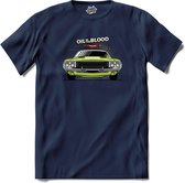 Oil In The Blood | Auto - Cars - Retro - T-Shirt - Unisex - Navy Blue - Maat XL