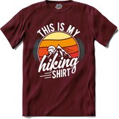 This Is My Hiking Shirt | Wandelen - Hiking - Lopen - T-Shirt - Unisex - Burgundy - Maat L