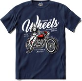 Forever Two Weels | Motor - Hobby - Vintage - T-Shirt - Unisex - Navy Blue - Maat XL