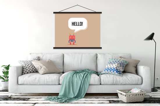 Décoration chambre d'enfant - Robot affiche scolaire - Citations - Hello ! - Beige - Kids - Décoration murale garçons - Décoration murale filles - 120x90 cm