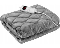 Elektrische Deken - Iso trade - Elektrische bovendeken - Warmte Deken - 2 Persoons - Timer - Grijs - 180x130cm