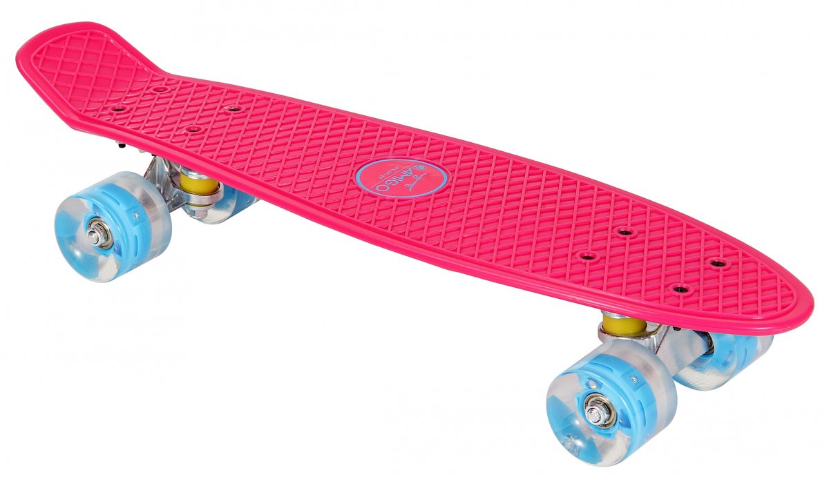 AMIGO skateboard - Met ledverlichting en ABEC 7 lagers - Roze/Blauw