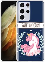 Hoesje Geschikt voor Samsung Galaxy S21 Ultra Sweet Unicorn