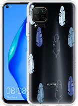Huawei P40 Lite Hoesje Feathers Pattern Designed by Cazy