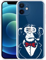 Geschikt voor Apple iPhone 12 Hoesje Chimp Smoking - Designed by Cazy