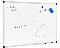 ACAZA whiteboard magnetisch - 70x100cm - Wit - Incl. ophangsysteem, stift en wisser