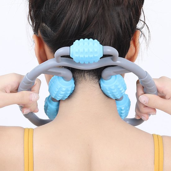 Fitness & Massage Set - De ultieme combinatie voor verbetering van lichaamsvorm en ontspanning - 1x Multifunctionele fitness en afslank klem & 1x Massage handvat met Rollers - Blauw
