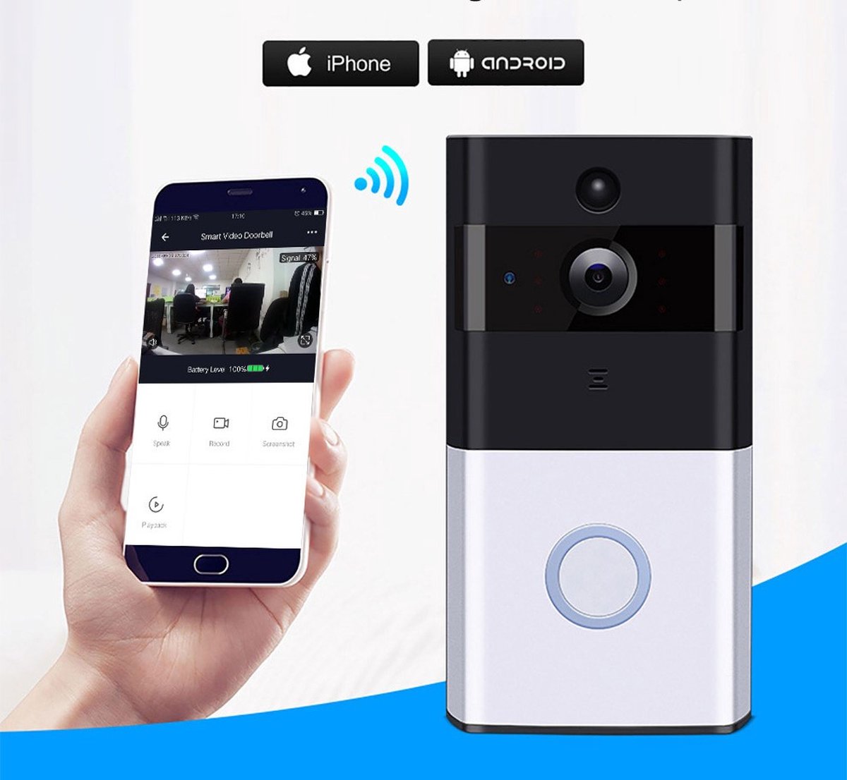 De Bruyne Freddy T-2049B WIFI Videofoon met Oplaadbare Batterijen - afbeelding 3