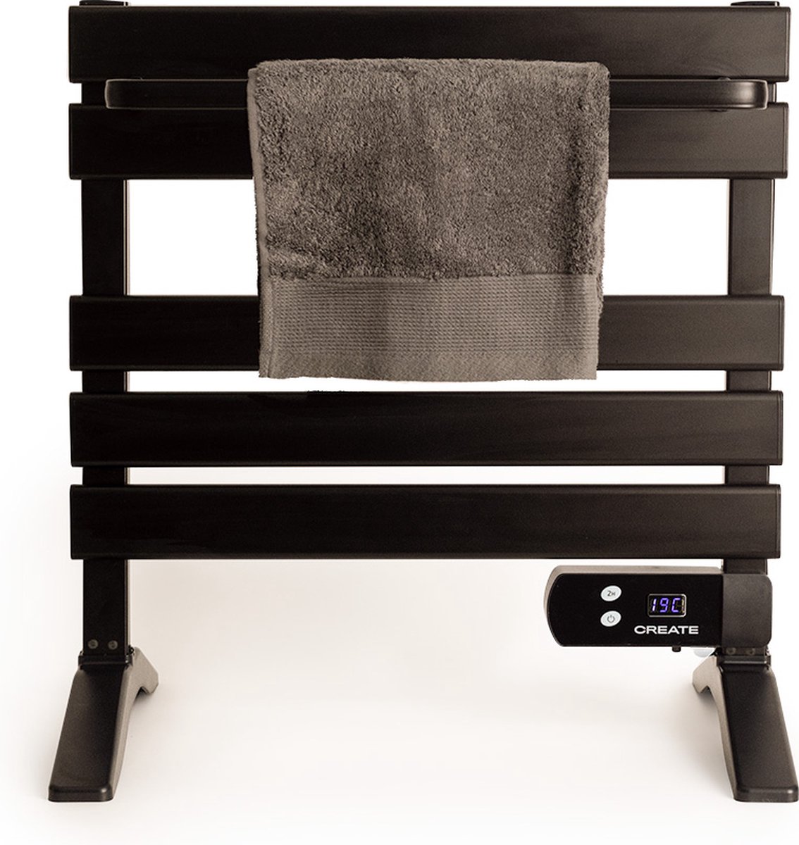 CREATE - WARM TOWEL MINI 150W - Elektrische handdoekhouder - Zwart - Met benen - Met plank