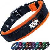 Black Rhino® - Comfort Kraag Neopreen gevoerd, Heavy Duty, Reflecterend, Weerbestendig, XL hondenhalsband, voor alle rassen (Oranje/Zwart)