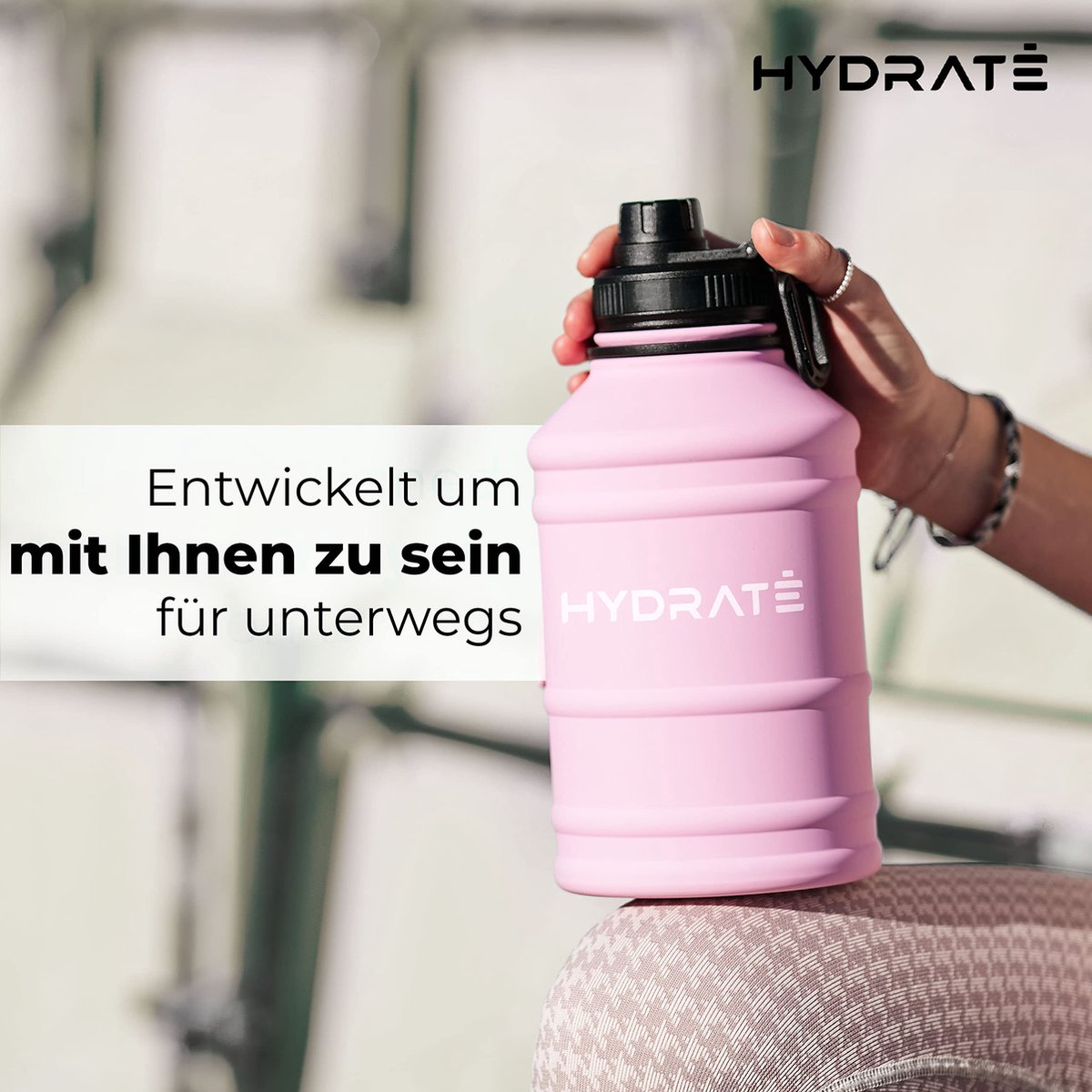 HYDRATE Bouteille d'eau en acier inoxydable de 2,2 litre - Gourde Sport  sans BPA – Gourde eau en avec sangle de transport pratique en nylon et  Bouchon à vis, Gourde Metal pour