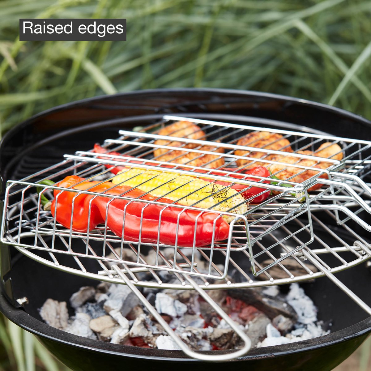 Barbecook Dubbel rooster - chroom en rubberhout - 31.5x25x5cm - FSC