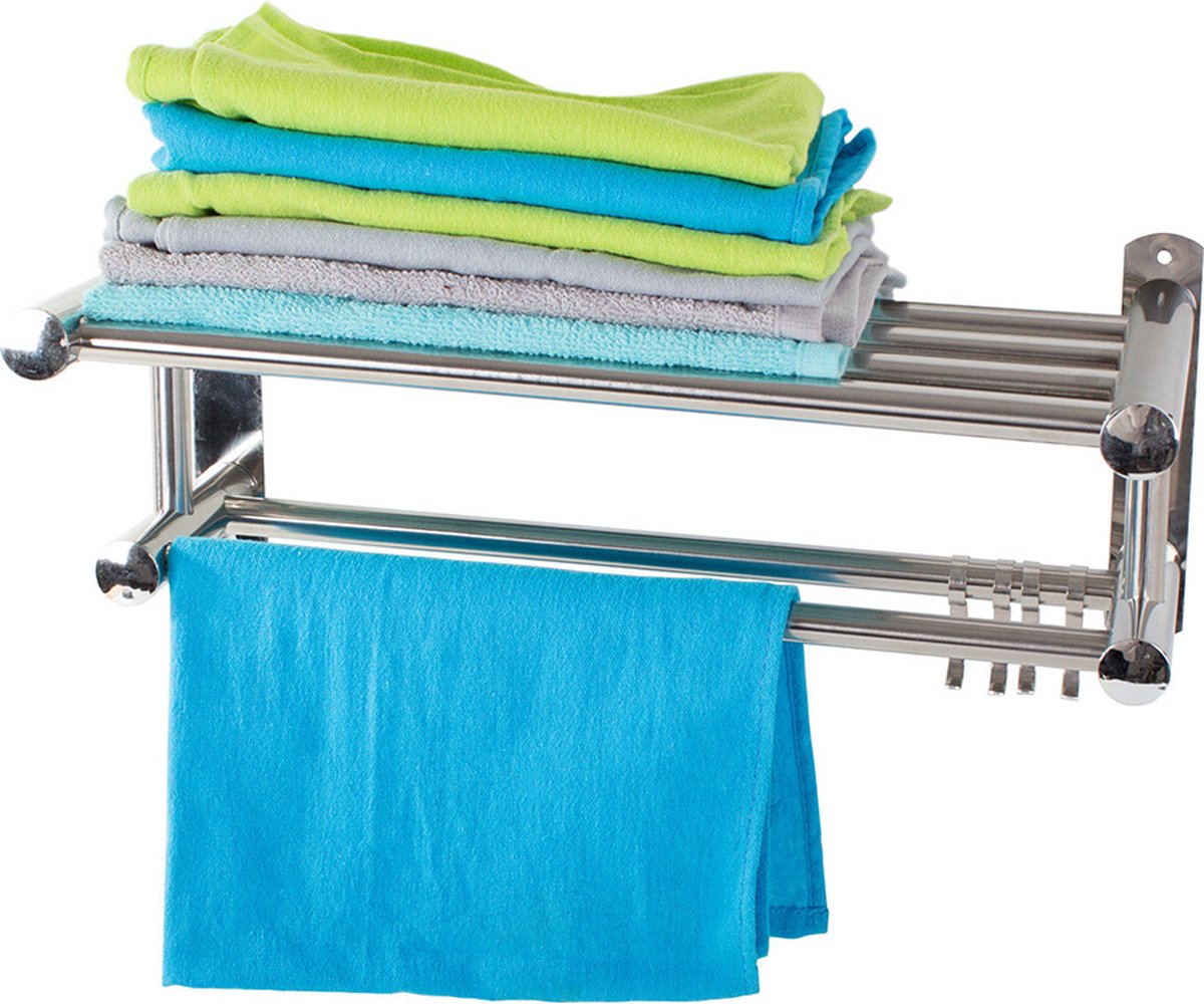 Borvat® | Badkamer Plank voor aan de muur voor de douche | Handdoekrek 39 cm | Aluminium | Zilver