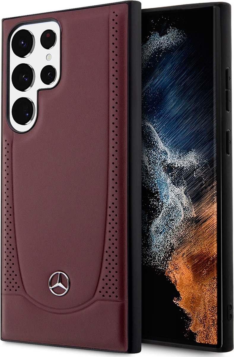Samsung Galaxy S23 Ultra Backcase hoesje - Mercedes-Benz - Effen Rood - Leer