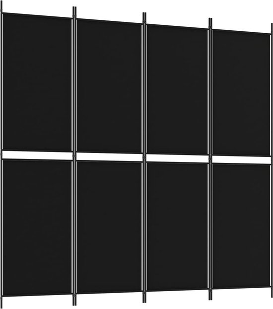vidaXL - Kamerscherm - met - 4 - panelen - 200x200 - cm - stof - zwart