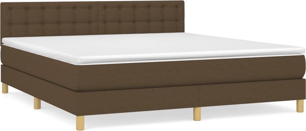 vidaXL - Boxspring - met - matras - stof - donkerbruin - 180x200 - cm