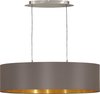 EGLO Maserlo - Hanglamp - 2 Lichts - Lengte 78cm - Stof - Grijs, Cappuccino, Goud