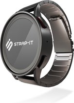 Strap-it Luxe titanium bandje - geschikt voor Xiaomi Mi Watch / Xiaomi Watch S1 / Watch S1 Pro / Watch 2 Pro - Active / Amazfit GTR 47mm / GTR 2 / GTR 3 - Pro - donkergrijs