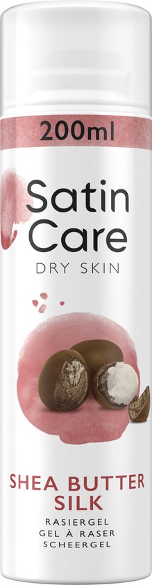 Satin Care scheergel voor de droge huid met shea butter. 200 ml.