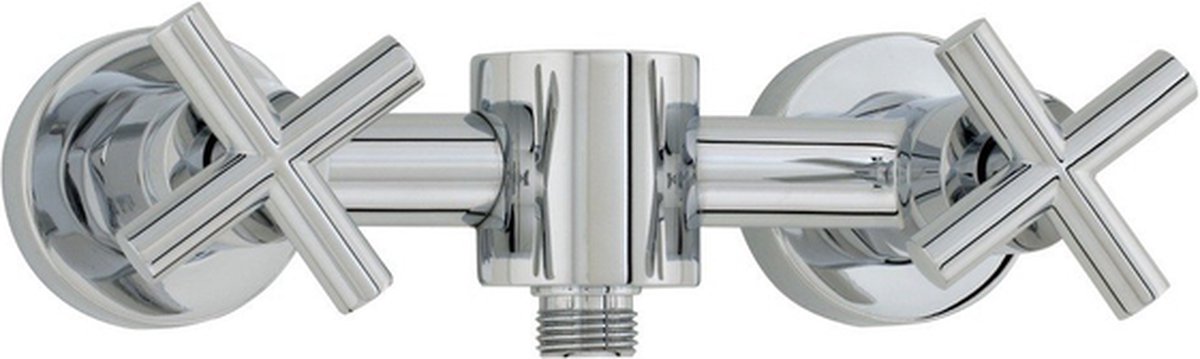 Nemo Spring Diona douchemengkraan tweegreeps met kruisgrepen wandmontage zonder handdouchegarnituur chroom asafstand 150mm