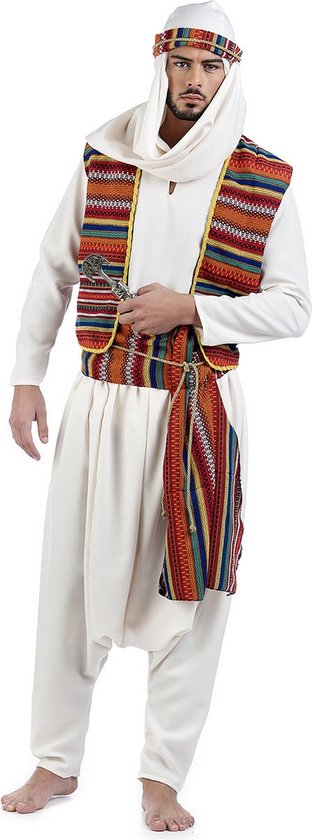 Limit - 1001 Nacht & Arabisch & Midden-Oosten Kostuum - Bedouin Arabische Schiereiland Badr Ben Qabda - Man - Bruin, Wit / Beige - Maat 60 - Carnavalskleding - Verkleedkleding