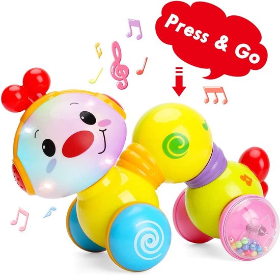 Flightmode- TINOTEEN babyspeelgoed, peuter muzikaal kruipend rups speelgoed voor baby's peuters 6 9 12 18 maanden