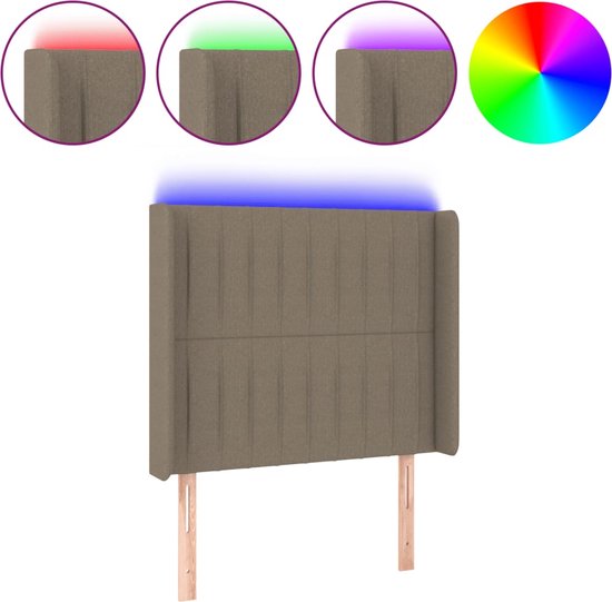 vidaXL Tête de lit LED Taupe - 93x16x118/128 cm Tête de lit - Tête de lit LED - Tête de lit avec LED - Chambres - Decor de chambre