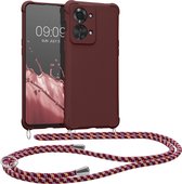 kwmobile telefoonhoesjegeschikt voor OnePlus Nord 2T 5G - Hoesje van siliconen met telefoonkoord - In bordeaux-violet