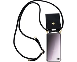 Cadorabo Hoesje geschikt voor HTC Desire 12 in ZWART - Silicone Mobiele telefoon ketting beschermhoes met gouden ringen, koordriem en afneembare etui