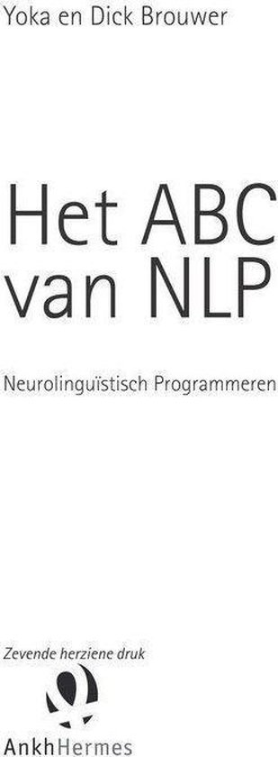 Boek 'Het ABC van NLP' met de titel, auteurs Yoka en Dick Brouwer, en uitgever Ankh Hermes.