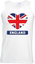 Engeland hart vlag singlet shirt/ tanktop wit heren 2XL