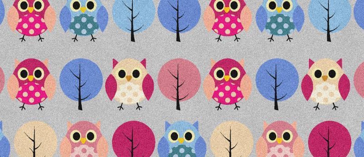 Kinder Vloerkleed Tapijt Mat kinderkamer Uil - Wasbaar - Antislip - 150 x 65 cm