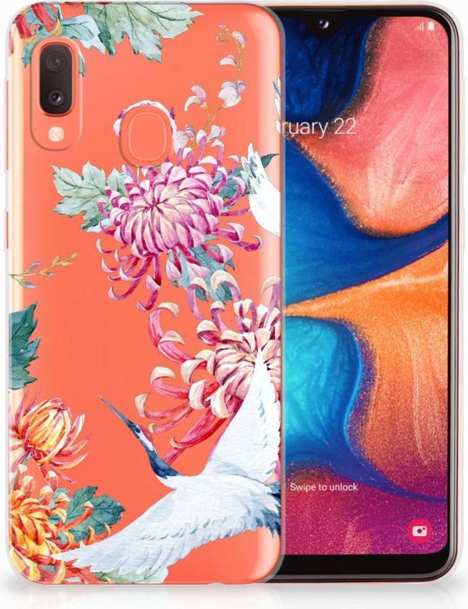 Samsung Galaxy A20e TPU Hoesje Bird Flowers