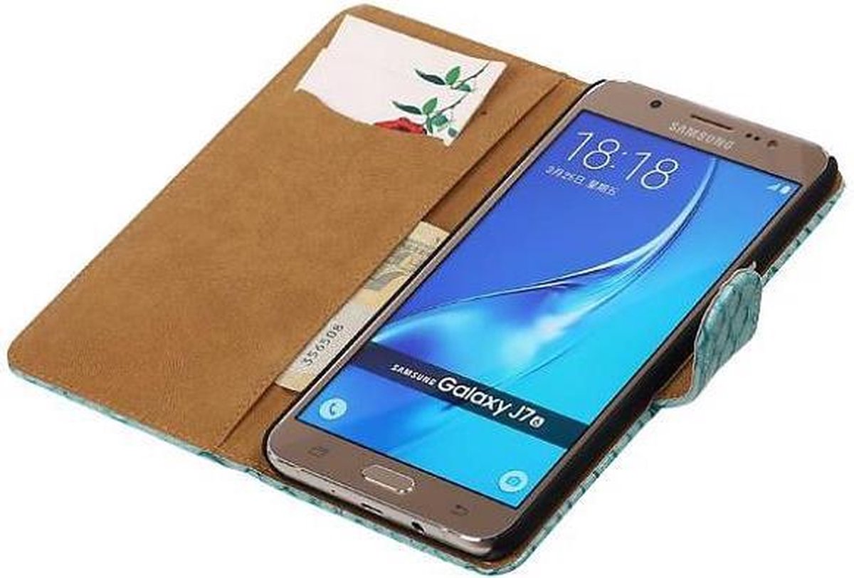 Slang Bookstyle Hoes - Geschikt voor Samsung Galaxy J7 (2016) J710F Turquoise