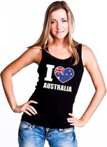 Zwart I love Australie fan singlet shirt/ tanktop dames L
