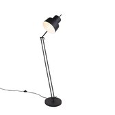 QAZQA chappie - Retro Vloerlamp | Staande Lamp - 1 lichts - H 1600 mm - Zwart -  Woonkamer | Slaapkamer