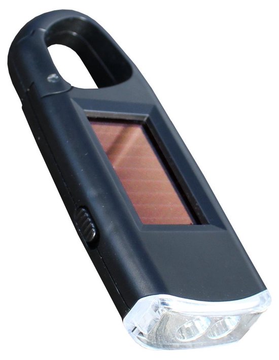 PowerPlus Viper Solar 2 LED Zaklampje met Karabijnhaak