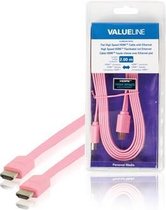 Valueline HDMI kabels Platte High Speed HDMI kabel met ethernet HDMI-connector - HDMI-connector 2,00 m roze