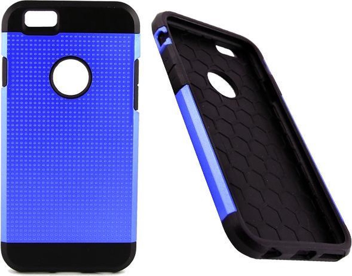 AA iPhone 6/6s (Blauw) Slim Gepantserd zwaar metalen Silicone Hoesje