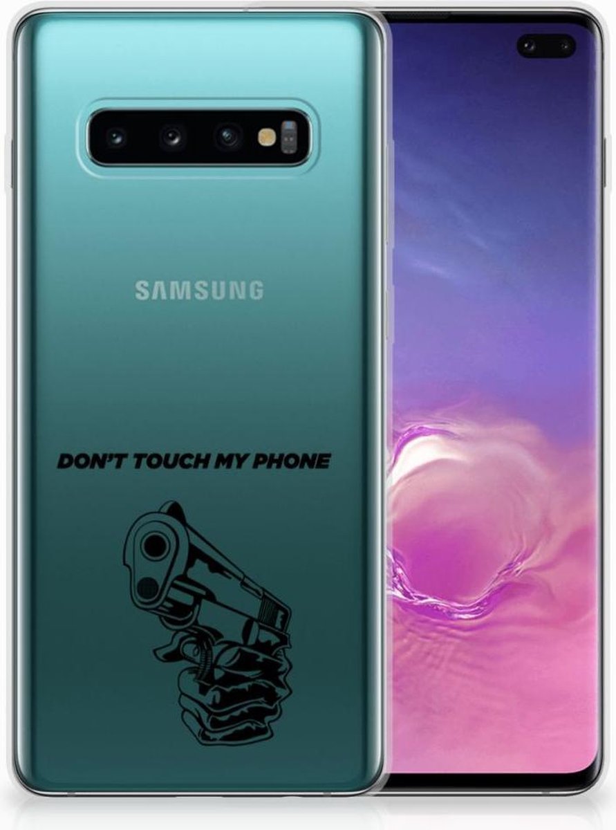 Samsung Galaxy S10 Plus Silicone-hoesje Gun Don't Touch My Phone